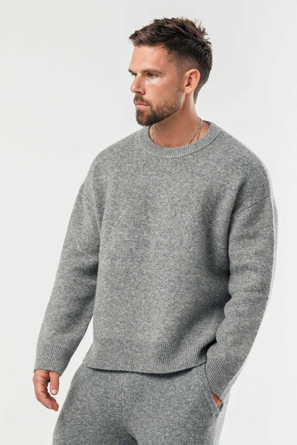 LEGEND LONDON KNITWEAR - SWEATER KNIT SWEATER - GREY MARL