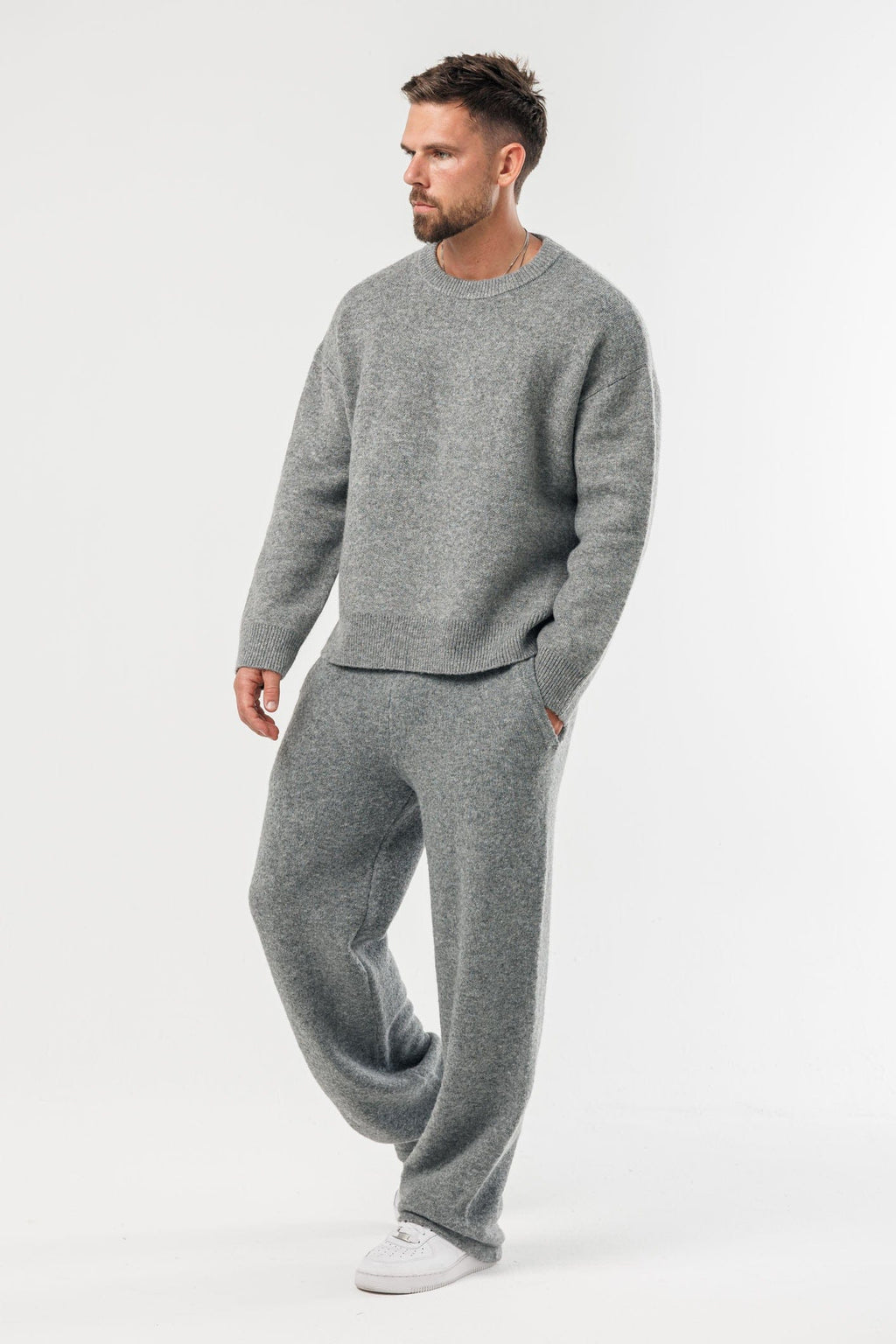 LEGEND LONDON KNITWEAR - SWEATER KNIT SWEATER - GREY MARL