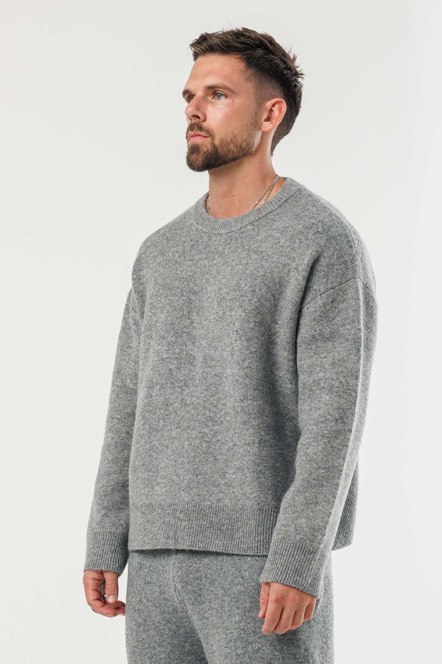 LEGEND LONDON KNITWEAR - SWEATER KNIT SWEATER - GREY MARL