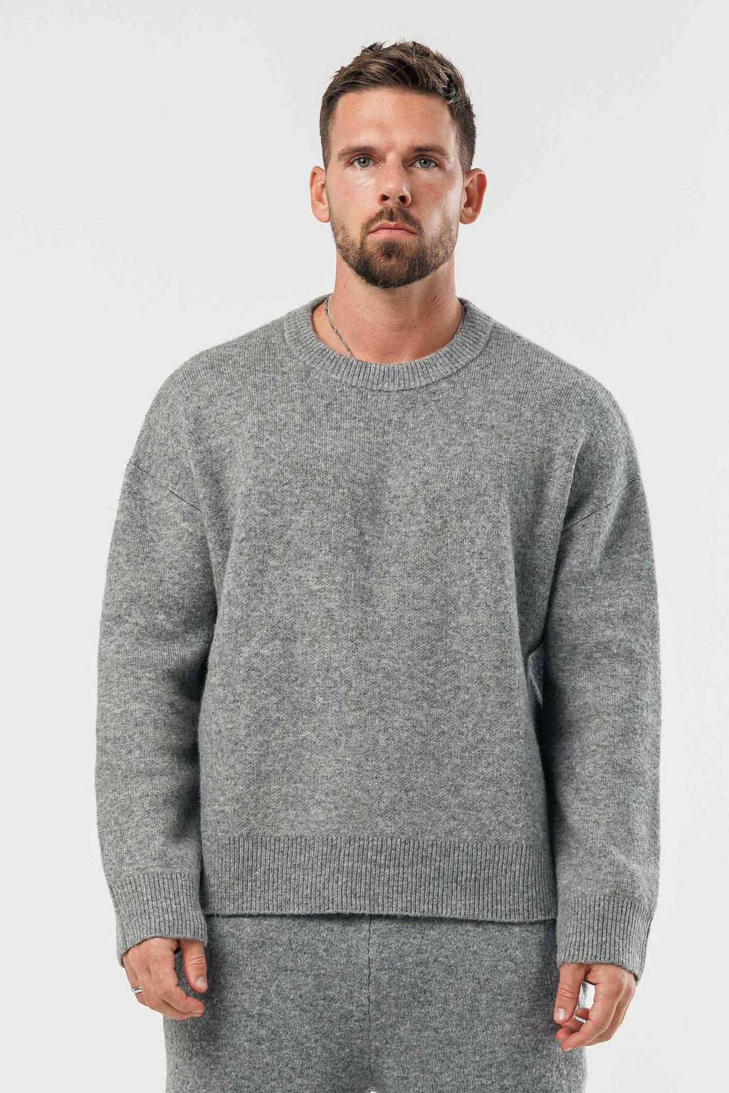 LEGEND LONDON KNITWEAR - SWEATER KNIT SWEATER - GREY MARL