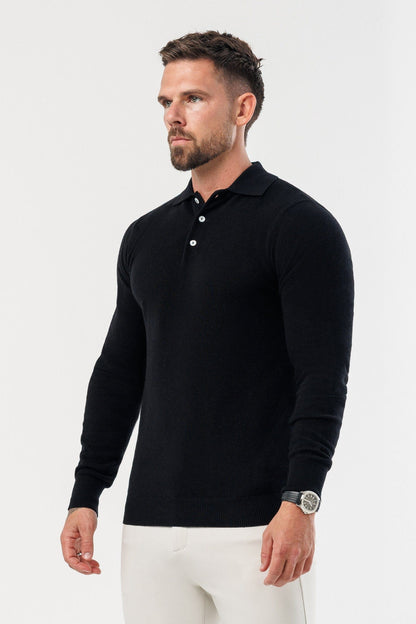 Legend London Polo - COAST COAST LONG SLEEVE POLO - BLACK