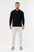 Legend London Polo - COAST COAST LONG SLEEVE POLO - BLACK