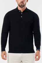 Legend London Polo - COAST COAST LONG SLEEVE POLO - BLACK