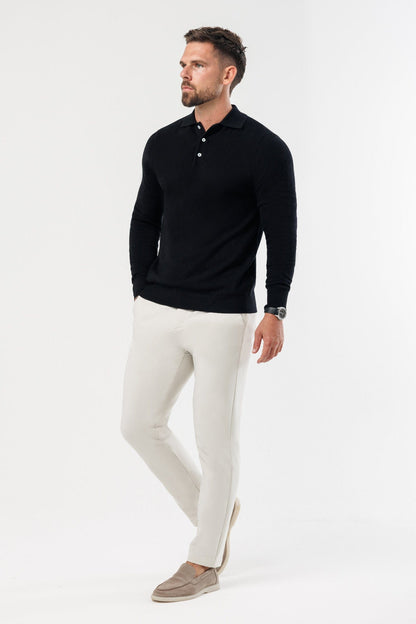 Legend London Polo - COAST COAST LONG SLEEVE POLO - BLACK