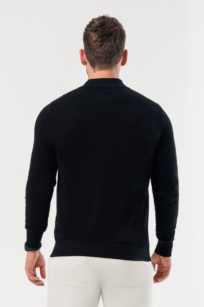 Legend London Polo - COAST COAST LONG SLEEVE POLO - BLACK