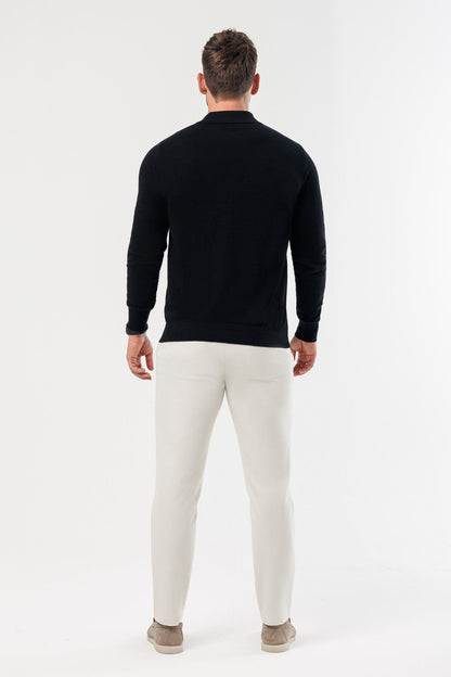 Legend London Polo - COAST COAST LONG SLEEVE POLO - BLACK