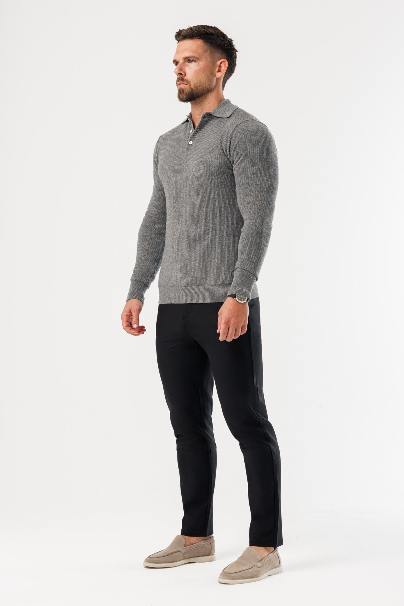 Legend London Polo - COAST COAST LONG SLEEVE POLO - DARK GREY