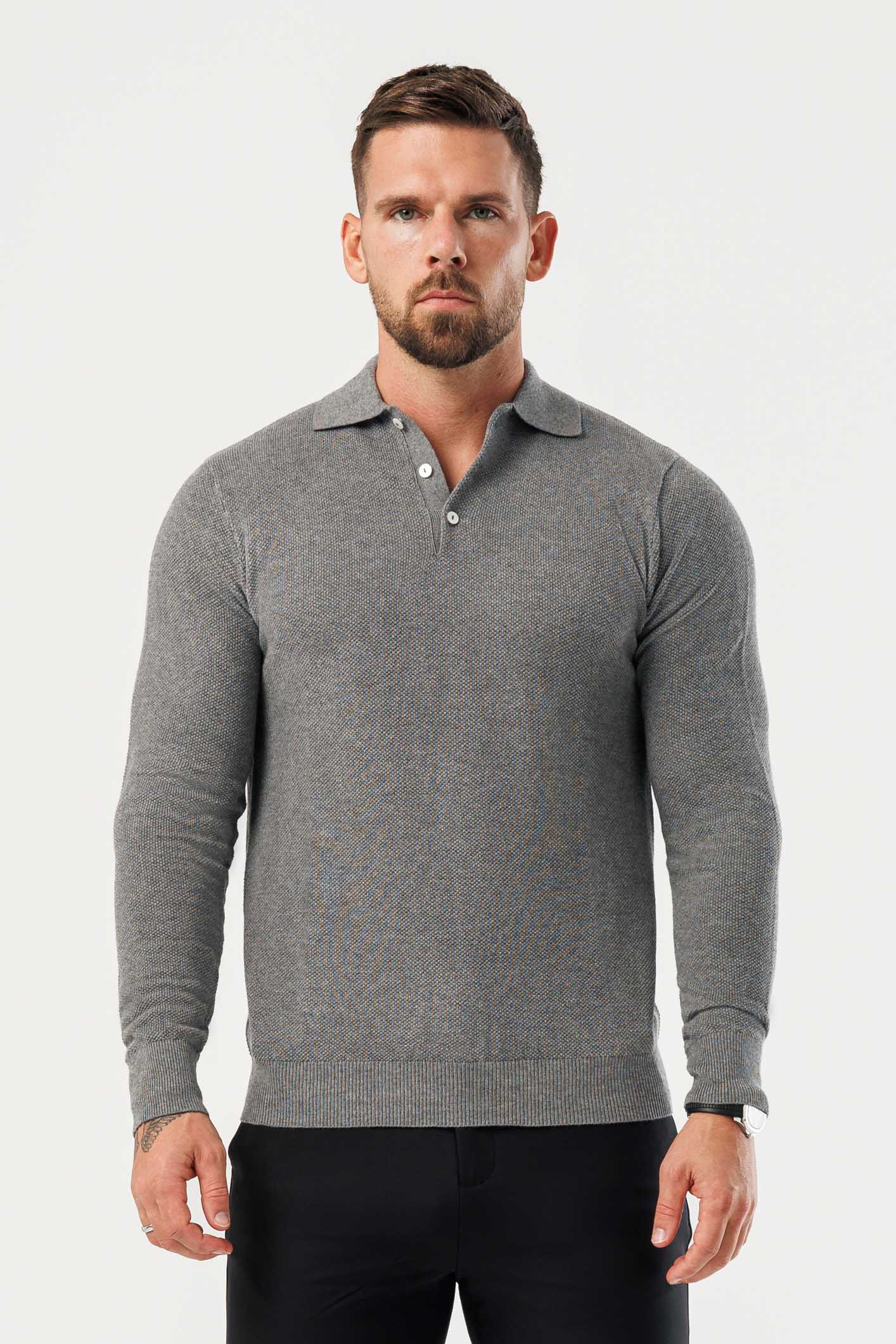 Legend London Polo - COAST COAST LONG SLEEVE POLO - DARK GREY