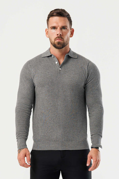 Legend London Polo - COAST COAST LONG SLEEVE POLO - DARK GREY