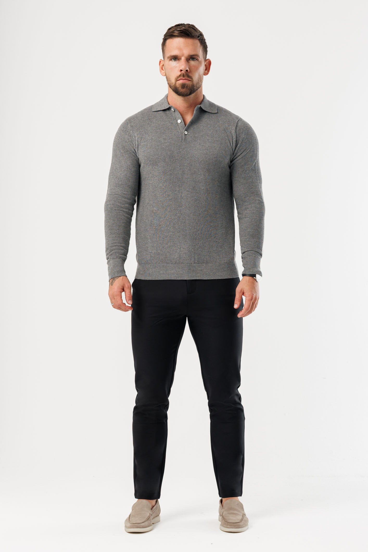 Legend London Polo - COAST COAST LONG SLEEVE POLO - DARK GREY