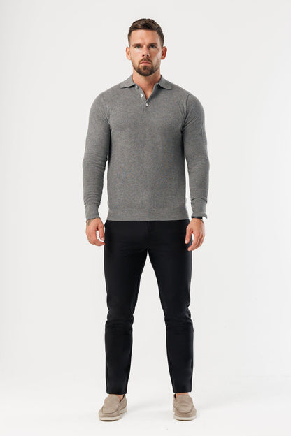 Legend London Polo - COAST COAST LONG SLEEVE POLO - DARK GREY