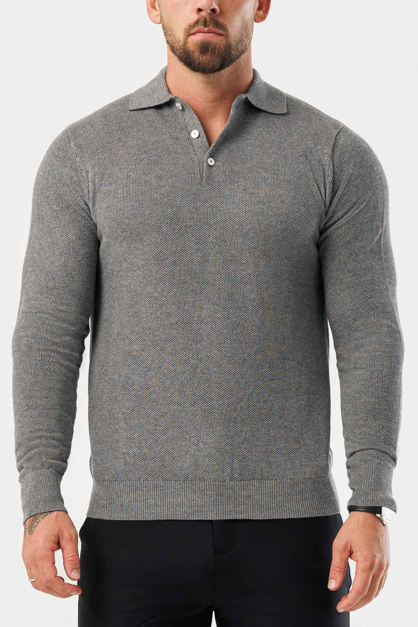 Legend London Polo - COAST COAST LONG SLEEVE POLO - DARK GREY