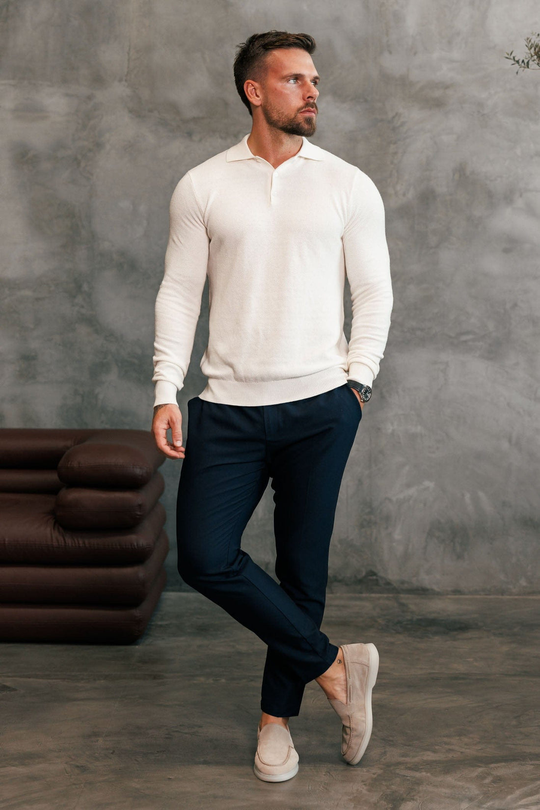 Legend London Polo - COAST COAST LONG SLEEVE POLO - ECRU