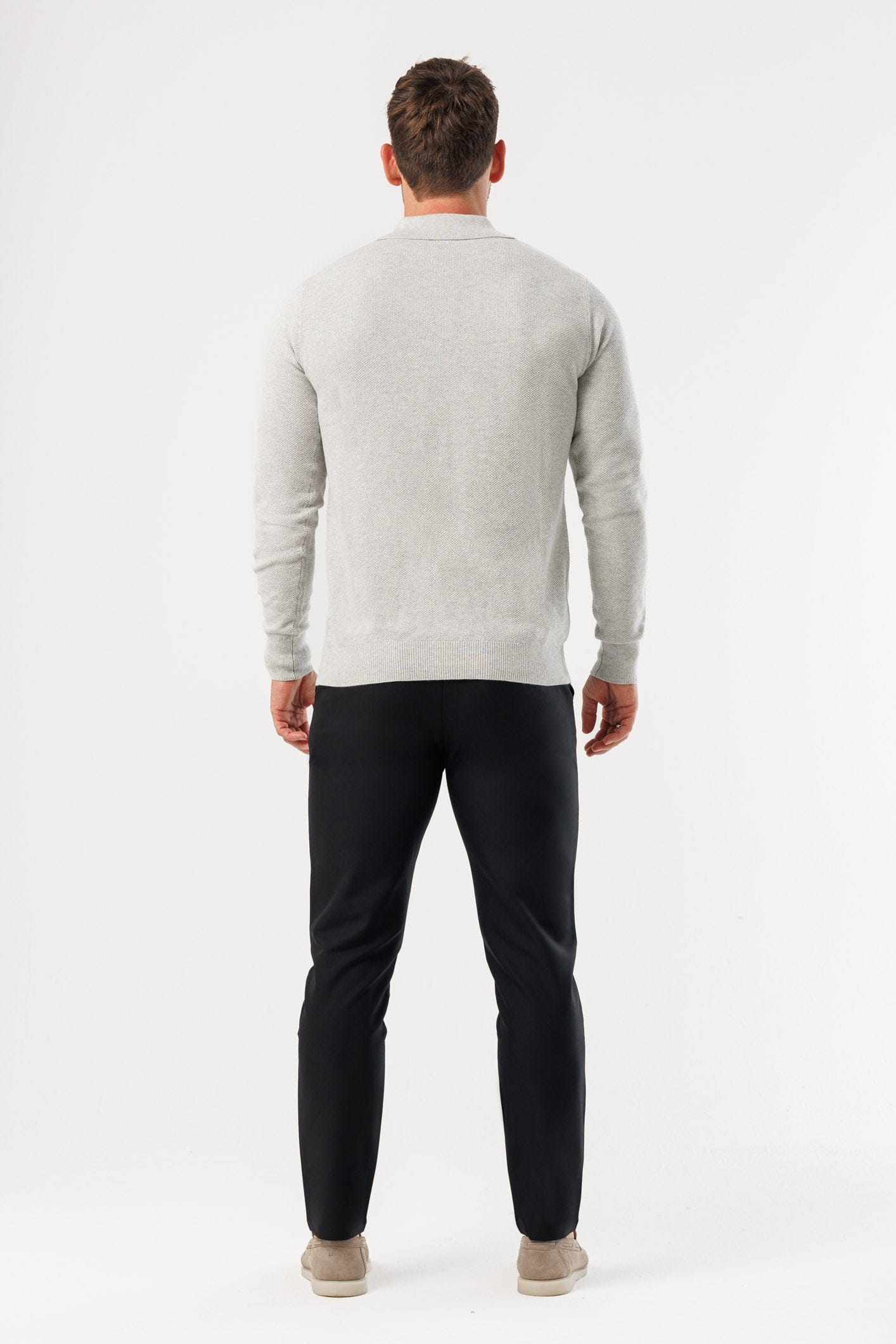 Legend London Polo - COAST COAST LONG SLEEVE POLO - GREY MARL