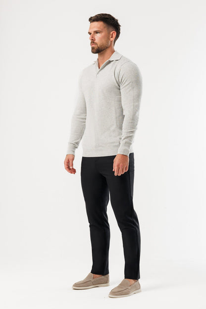 Legend London Polo - COAST COAST LONG SLEEVE POLO - GREY MARL