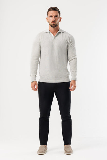 Legend London Polo - COAST COAST LONG SLEEVE POLO - GREY MARL
