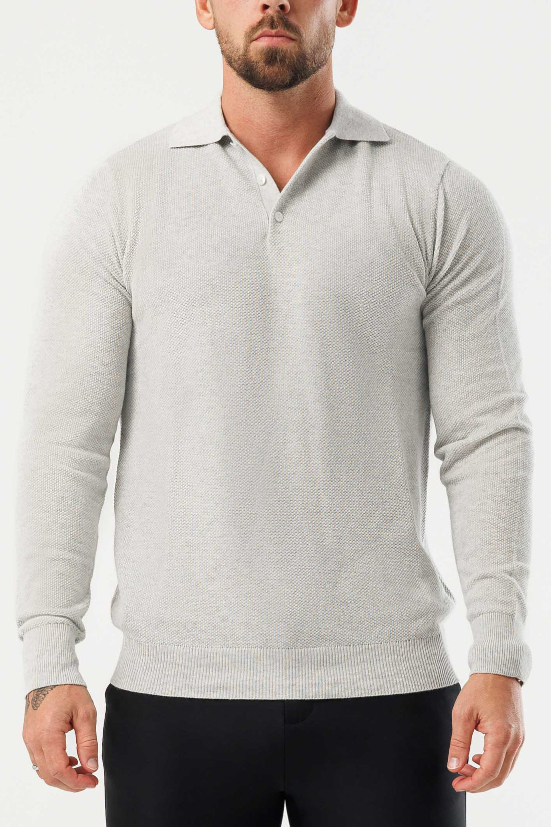 Legend London Polo - COAST COAST LONG SLEEVE POLO - GREY MARL