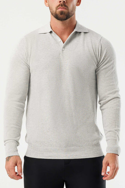 Legend London Polo - COAST COAST LONG SLEEVE POLO - GREY MARL