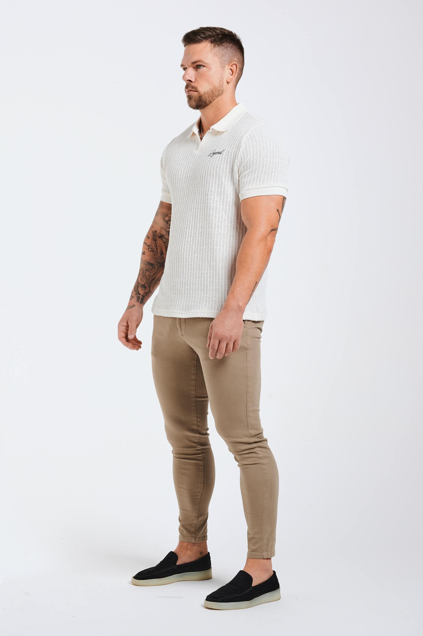 Legend London Polo LADDER KNIT POLO - ECRU