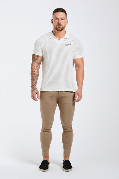 Legend London Polo LADDER KNIT POLO - ECRU