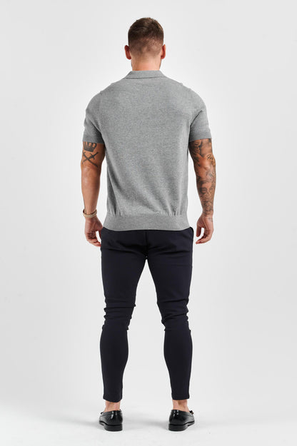 Legend London Polo LEGEND OPEN COLLAR POLO SHIRT - GREY MARL