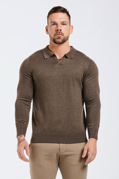 Legend London Polo SPREAD COLLAR POLO - BROWN