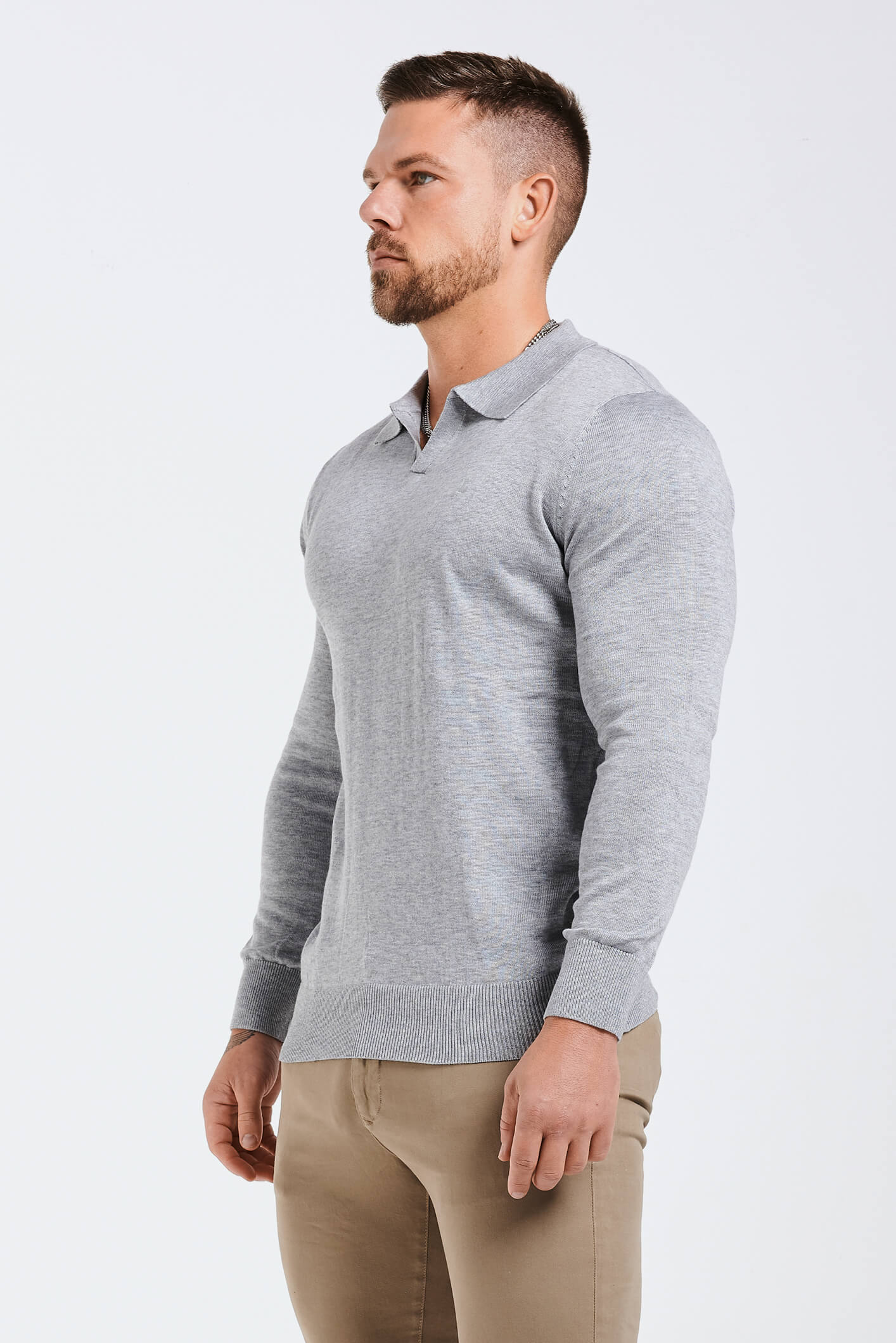 Legend London Polo SPREAD COLLAR POLO - GREY MARL