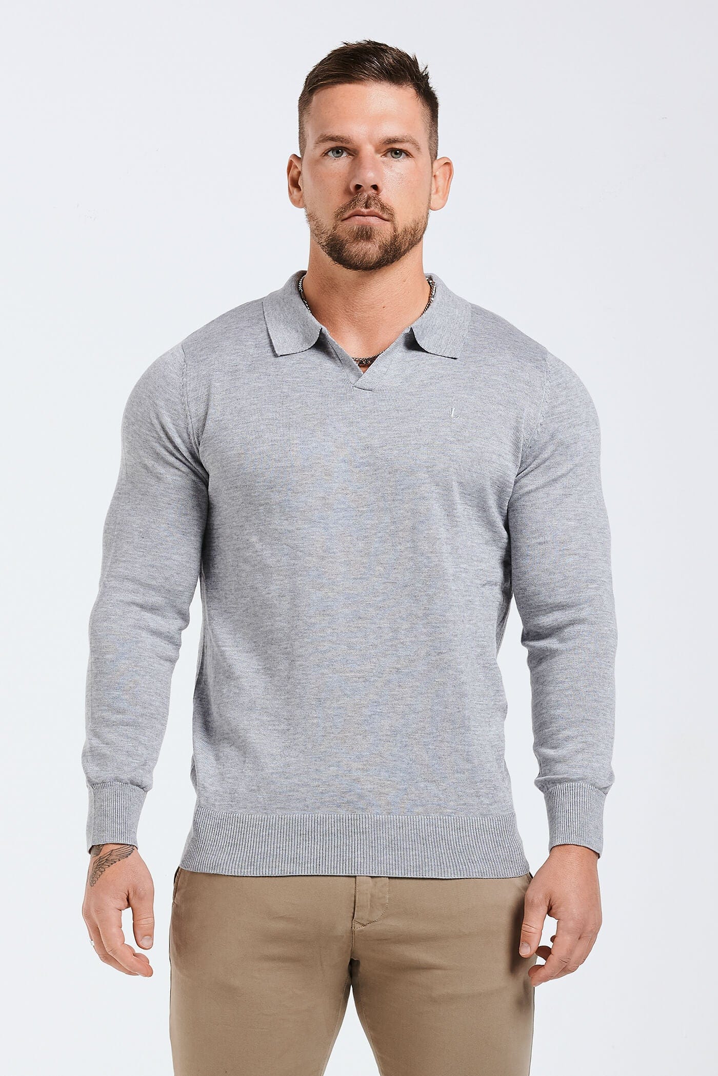 Legend London Polo SPREAD COLLAR POLO - GREY MARL