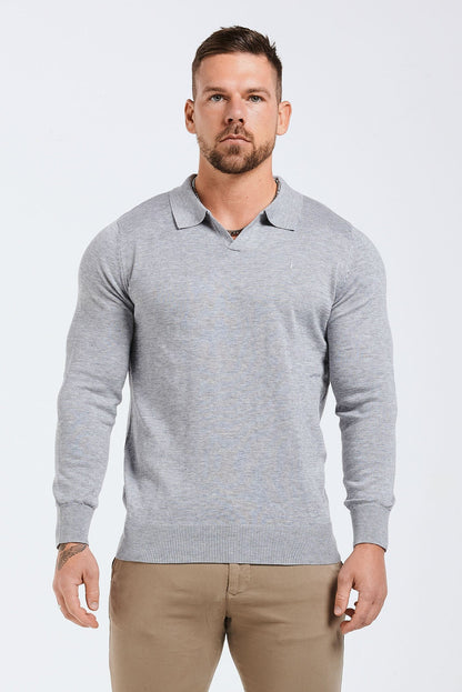 Legend London Polo SPREAD COLLAR POLO - GREY MARL