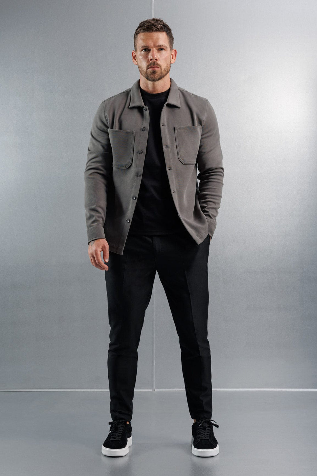 Legend London Shirt JERSEY OVERSHIRT - DARK GREY
