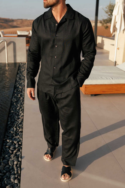 Legend London Shirt - Summer LINEN SHIRT - BLACK