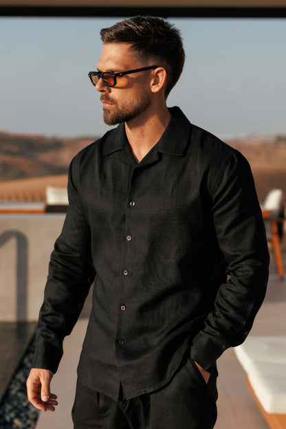 Legend London Shirt - Summer LINEN SHIRT - BLACK