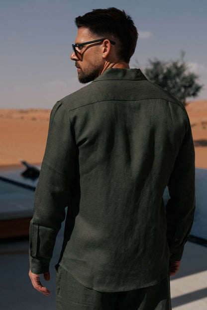Legend London Shirt - Summer LINEN SHIRT - OLIVE