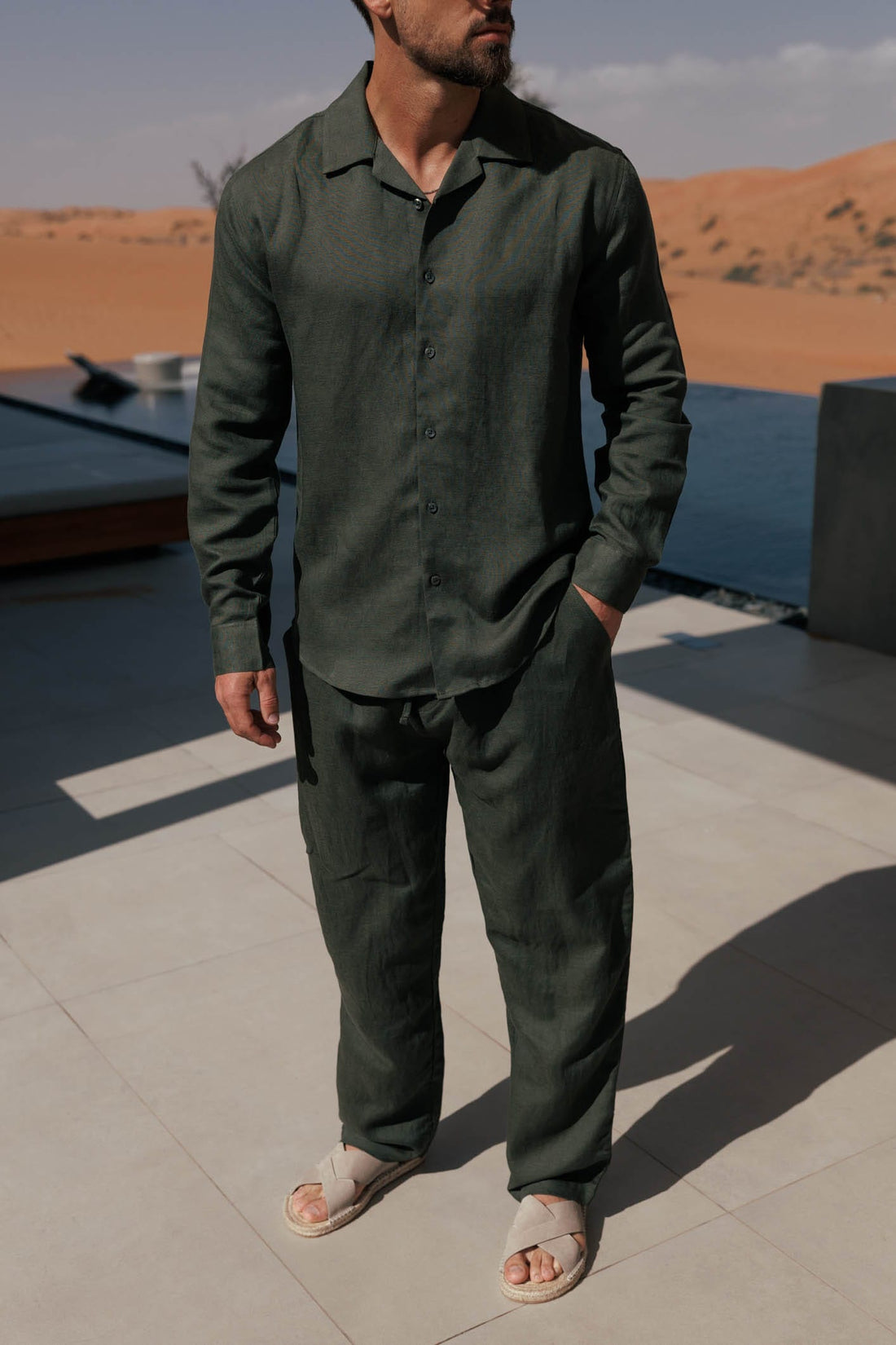 Legend London Shirt - Summer LINEN SHIRT - OLIVE