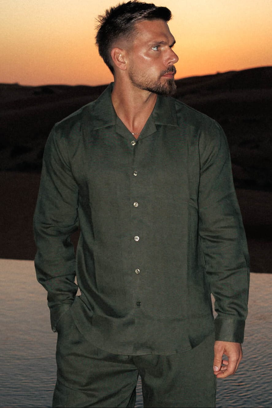 Legend London Shirt - Summer LINEN SHIRT - OLIVE