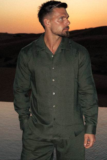 Legend London Shirt - Summer LINEN SHIRT - OLIVE