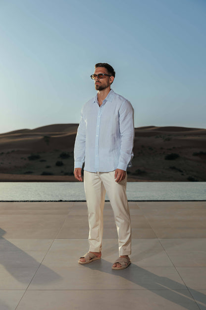Legend London Shirt - Summer LUXE LINEN SHIRT - LIGHT BLUE