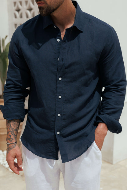 Legend London Shirt - Summer LUXE LINEN SHIRT - NAVY
