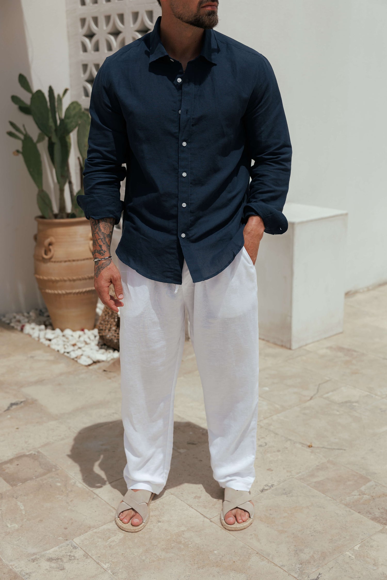 Legend London Shirt - Summer LUXE LINEN SHIRT - NAVY