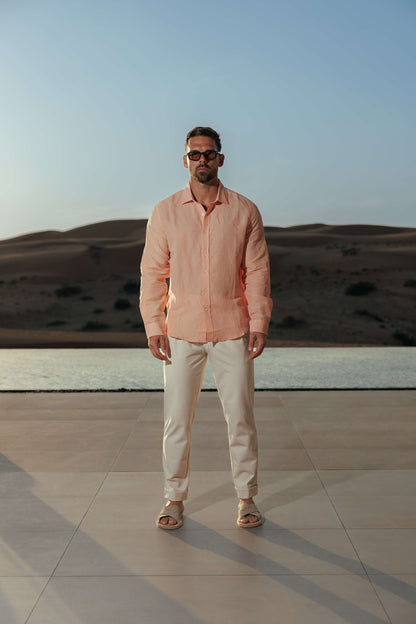 Legend London Shirt - Summer LUXE LINEN SHIRT - SALMON