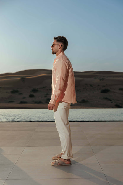 Legend London Shirt - Summer LUXE LINEN SHIRT - SALMON
