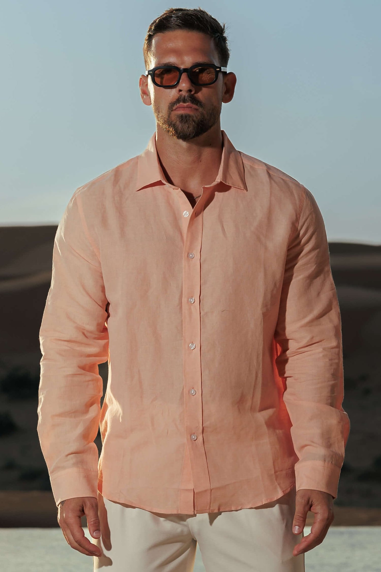 Legend London Shirt - Summer LUXE LINEN SHIRT - SALMON