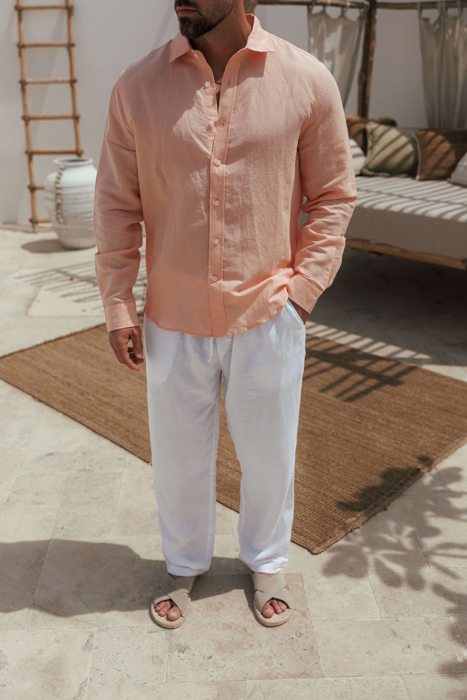 Legend London Shirt - Summer LUXE LINEN SHIRT - SALMON