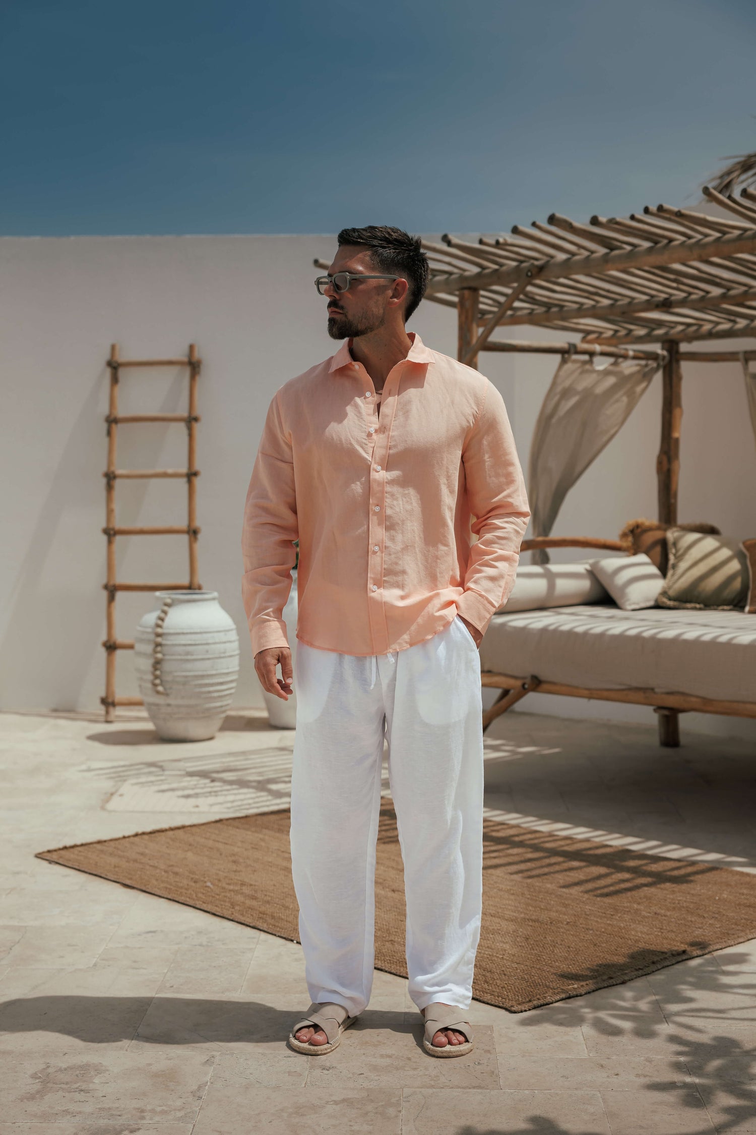 Legend London Shirt - Summer LUXE LINEN SHIRT - SALMON