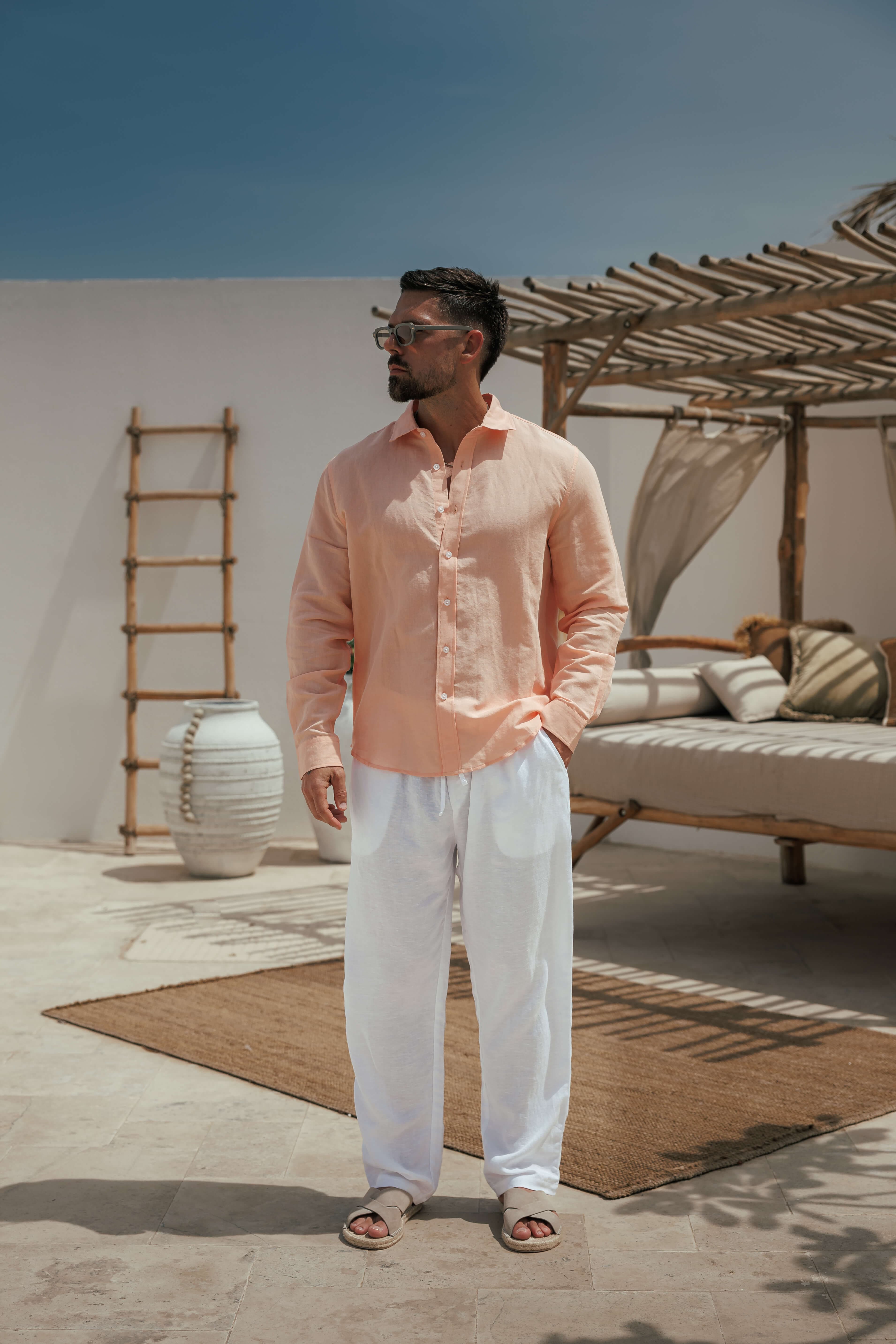 Legend London Shirt - Summer LUXE LINEN SHIRT - SALMON