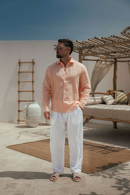 Legend London Shirt - Summer LUXE LINEN SHIRT - SALMON
