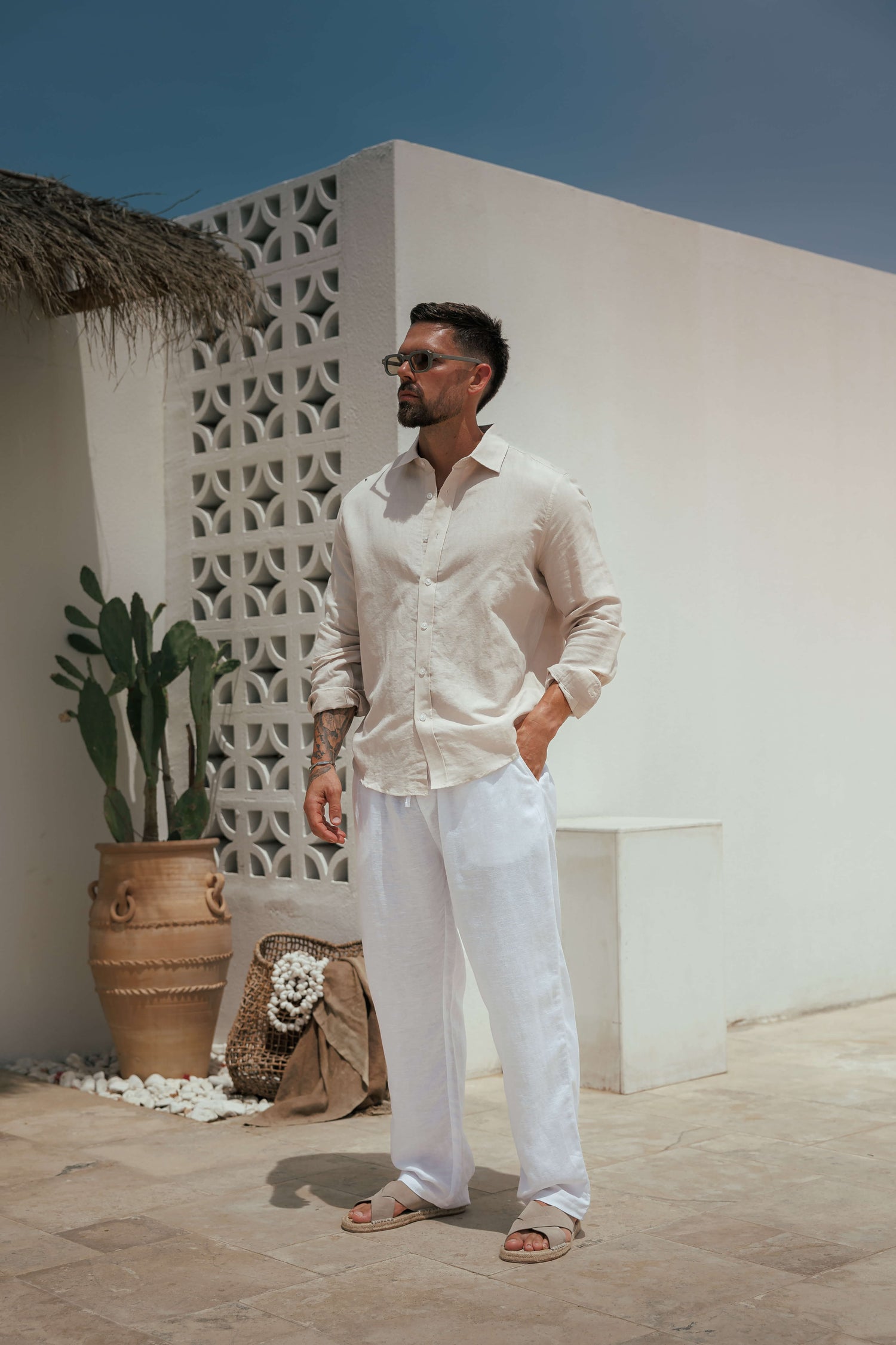 Legend London Shirt - Summer LUXE LINEN SHIRT - TAUPE