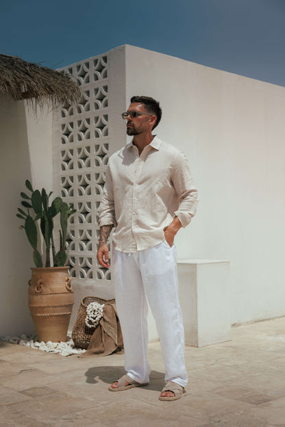 Legend London Shirt - Summer LUXE LINEN SHIRT - TAUPE