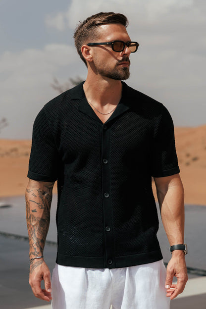 Legend London Shirt - Summer PEAK KNIT SHIRT - BLACK