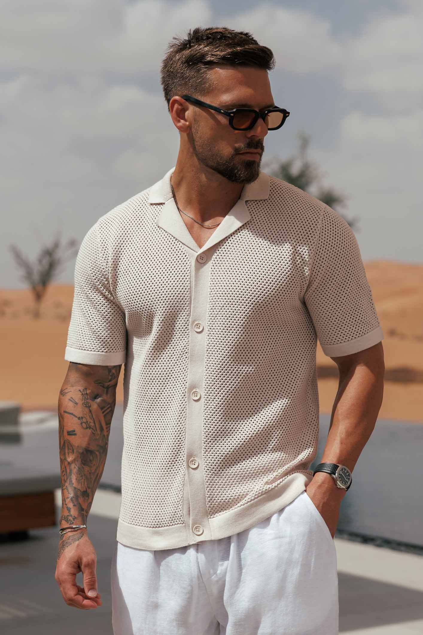 Legend London Shirt - Summer PEAK KNIT SHIRT - CREAM